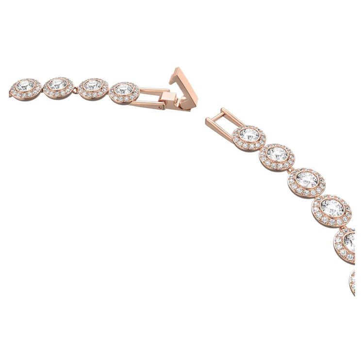 Una Angelic Tennis necklace Round cut, White, Rose gold-tone plated